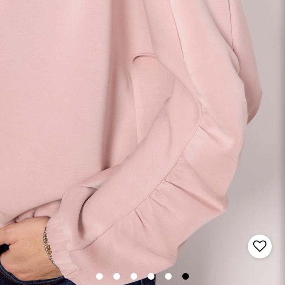 Evereve Mariana Sleek Pullover Crewneck Ruffle Sleeve Blush Pink Women’s Medium - Picture 15 of 15